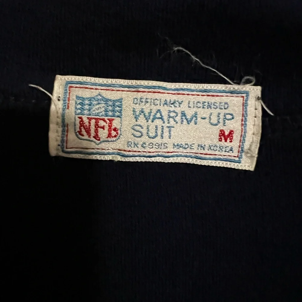 NFL Vintage Full Zip Warm Up Suit Jacket with Pockets Navy Blue White Kids‎ Sz M